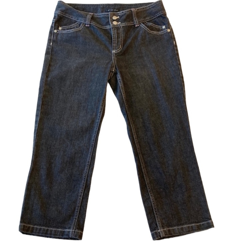 Axcess a Liz Claiborne company cropped black denim stretch ankle jeans size 6